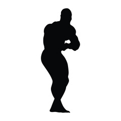 Bodybuilder silhouette. Bodybuilder black icon on white background