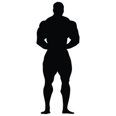 Bodybuilder silhouette. Bodybuilder black icon on white background