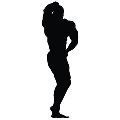 Bodybuilder silhouette. Bodybuilder black icon on white background