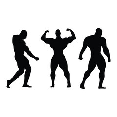 Bodybuilder silhouette. Bodybuilder black icon on white background