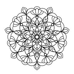 Fototapeta premium Simple and easy mandala design for coloring pages , ethnic round ornament, white background, Flower Mandala coloring book