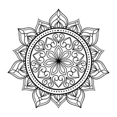 Fototapeta premium Simple and easy mandala design for coloring pages , ethnic round ornament, white background, Flower Mandala coloring book