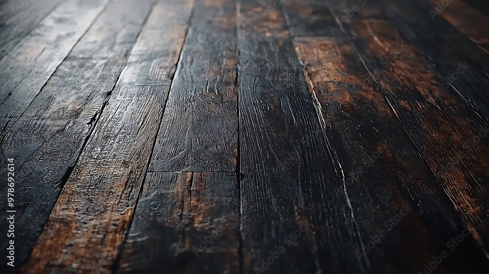 Poster old dark wooden floor texture background : generative ai