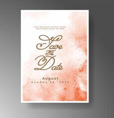 Wedding card invitation template with hand painted watercolor splash