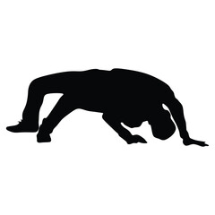 Black Silhouettes breakdancer on a white background