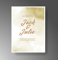 Wedding card invitation template with hand painted watercolor splash