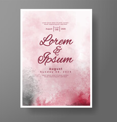 Wedding card invitation template with hand painted watercolor splash