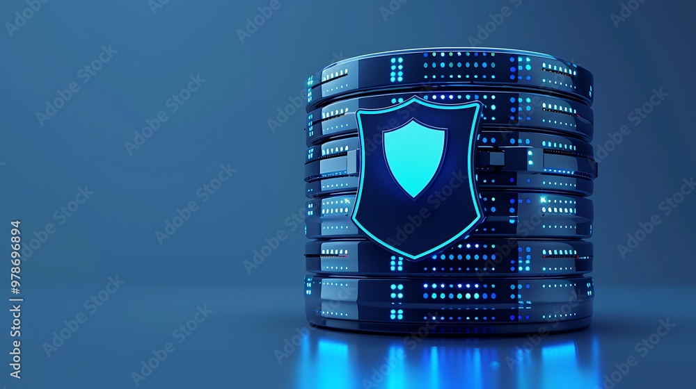 Aufkleber 3d illustration of a secure data storage with shield symbol, representing data protection and cybers