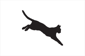cat playing silhouette, vector and illustration
