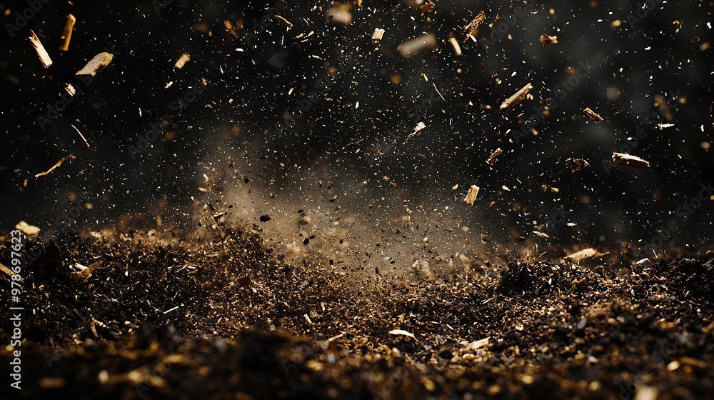 Poster dark sawdust background : generative ai