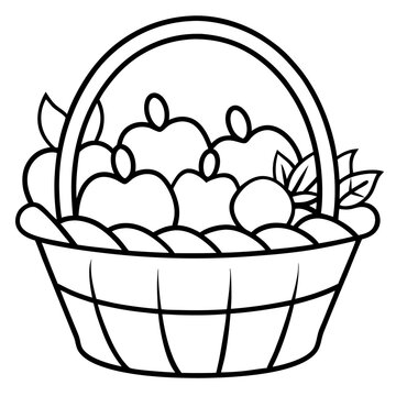 recommend clip art: basket with harvest outline coloring book page line art drawing