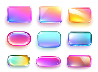 Set of Glossy Gradient Buttons in Pastel Colors &ndash; UI Design Elements