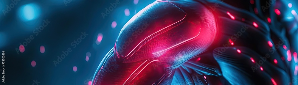 Poster vibrant close-up of a human muscle showcasing dynamic colors that highlight strength and movement in