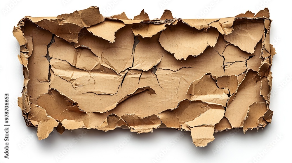 Aufkleber torn cardboard surface isolated on white background : generative ai