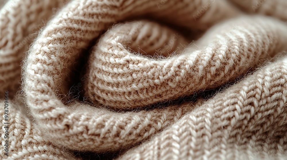 Aufkleber beige woolen fabric background top view : generative ai