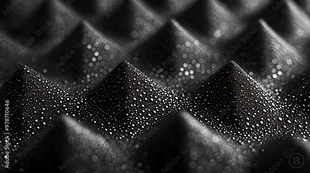 Poster black pyramidal acoustic foam texture : generative ai