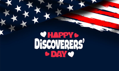 discoverers day  with US flag ,  vektor background banner  