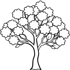 blooming tree outline coloring book page line art drawing