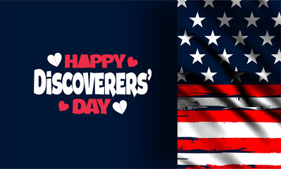 discoverers day  with US flag ,  vektor background banner  