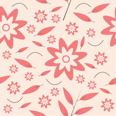 Beautiful pink leaf and flower design pattern