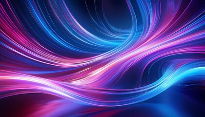 Obraz premium Dynamic abstract background featuring flowing neon light waves in blue and pink hues, creating a sense of movement and futuristic energy.