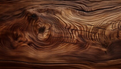 Detailed close-up of rustic wooden texture featuring natural knots, grain patterns, and rich brown tones, ideal for backgrounds and designs.