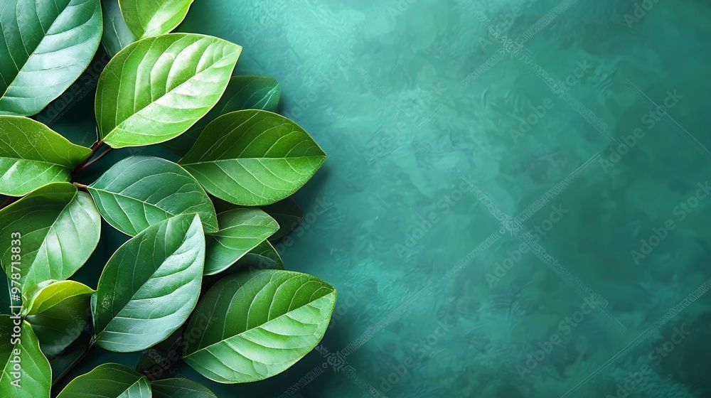 Poster Spring Green Leaves Background : Generative AI