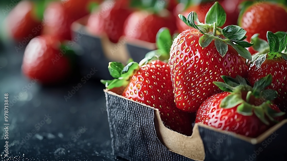 Poster cleaned strawberries background : generative ai