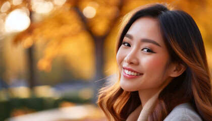 Obraz premium 秋の公園と女性