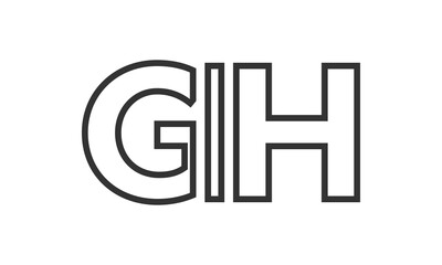 Obraz premium GIH logo design template with strong and modern bold text. Initial based vector logotype featuring simple and minimal typography. Trendy company identity.