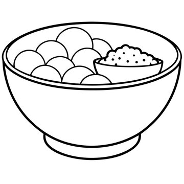 recommend clip art: bowls of breakfast outline coloring book page line art drawing