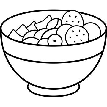 recommend clip art: bowls of breakfast outline coloring book page line art drawing