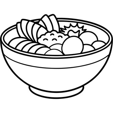 recommend clip art: bowls of breakfast outline coloring book page line art drawing