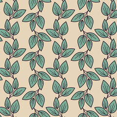 Hand drawn floral pattern vector design. Simple ornament with plant and leaf.
