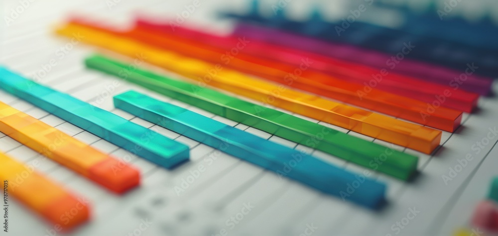 Poster Vibrant and colorful bar graph representing data analysis and insights in a modern business environment.