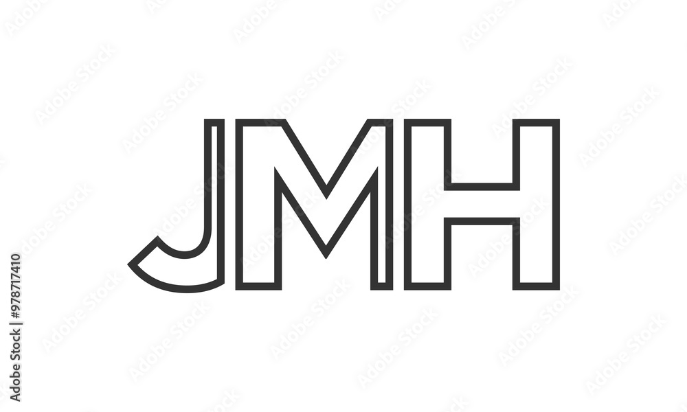 Poster jmh logo design template with strong and modern bold text. initial based vector logotype featuring s
