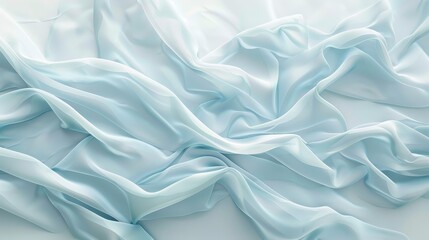 Obraz premium Whispers of Light Blue A Close-Up Study in Sheer Elegance - Abstract Composition of Delicate, Flowing Fabric Creating Soft Curves and Folds, Evoking Ethereal Beauty and Minimalistic Grace