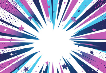 Fototapeta premium Dynamic Comic Book Explosion with Purple and Blue Burst Background
