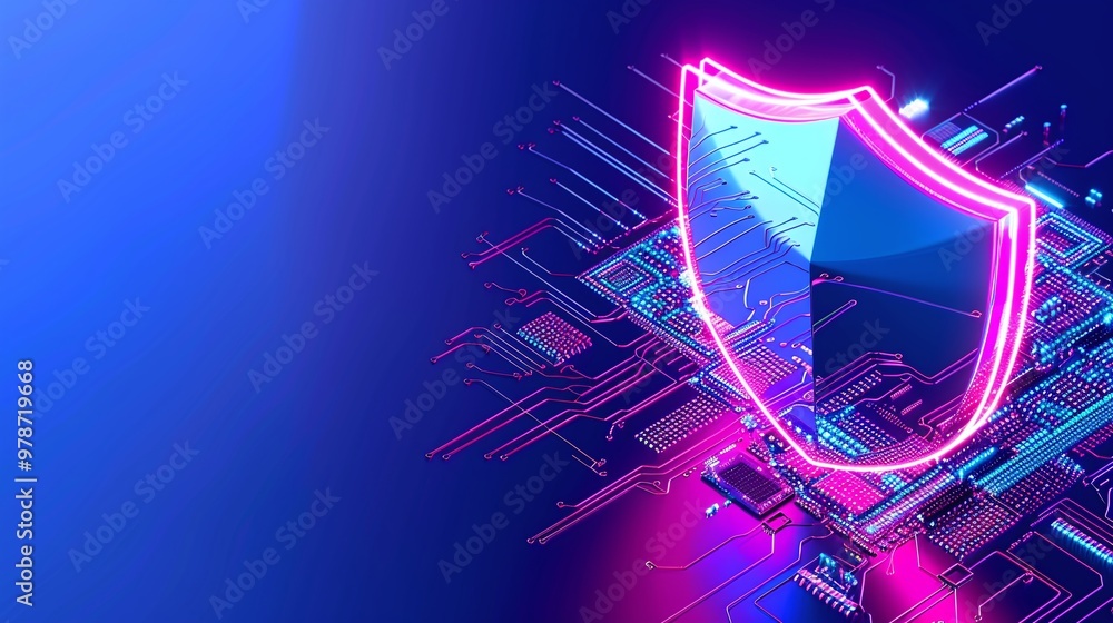 Aufkleber digital shield symbolizing cybersecurity and data protection in a modern, high-tech environment with