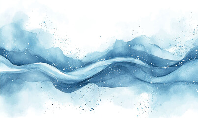 background where blue and white watercolor strokes gently intertwine, reminiscent of winter waves or a frozen river under ice © Iryna