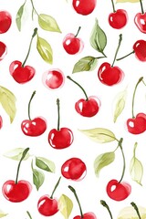 Watercolor Cherry Pattern.