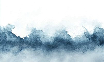 Obraz premium white watercolor background with light gray and blue tones, creating the effect of frosty breath in the cold air