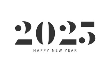 Happy New Year 2025 typography template calendar cover. Vector design for poster, banner, greeting card and invitation.