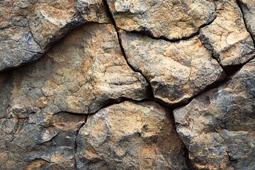 Fototapeta premium A close-up reveals a rugged stone surface, intricately shaped and textured by the passage of time and the forces of nature.
