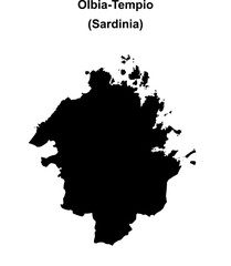 Olbia-Tempio province outline map
