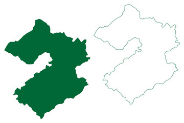 Obraz premium Karauli district (Rajasthan State, Republic of India) map vector illustration, scribble sketch Karauli map