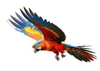 Fototapeta premium colorful flying parrot on a white background