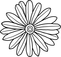 line art daisy minimal doodle hand drawn cute botanical and animal objects. Simple modern Spring garden vector elements illustration.