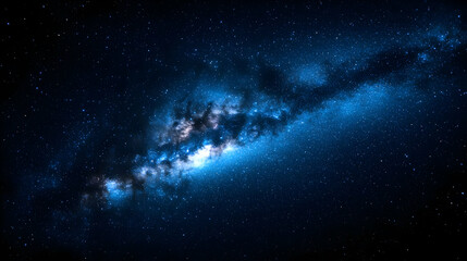 A Stunning Night Sky Filled with Stars and the Milky Way Galaxy Stretching Across the Darkness, a Digital Painting of Space with a Deep Blue Color Scheme and a sense of Wonder