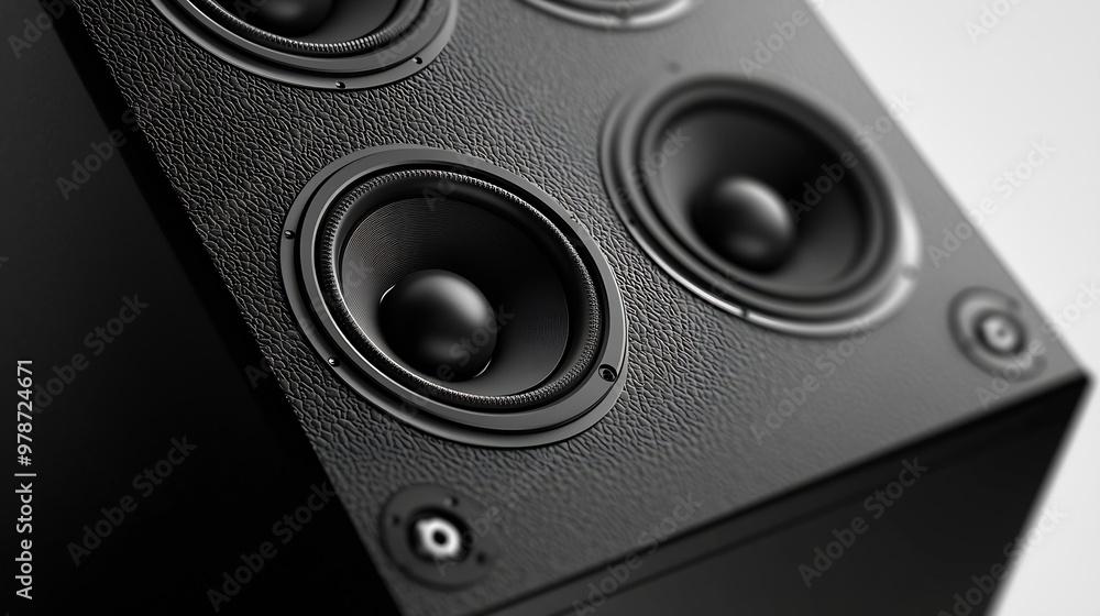 Poster Black Audio Speaker Isolated on the White Background : Generative AI